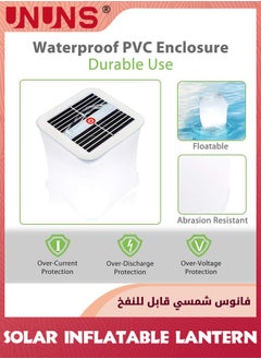 UNUNS Solar Camping Lantern,1000mAh Solar Inflatable Collapsible LED Lamp,Emergency Survival Gear With 3 Adjustable Brightness Modes,Waterproof Tent Light For Hiking Travel Home Garden Party,White  - Image 3