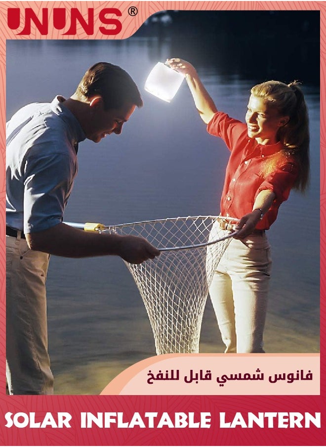 UNUNS Solar Camping Lantern,1000mAh Solar Inflatable Collapsible LED Lamp,Emergency Survival Gear With 3 Adjustable Brightness Modes,Waterproof Tent Light For Hiking Travel Home Garden Party,White  - Image 5