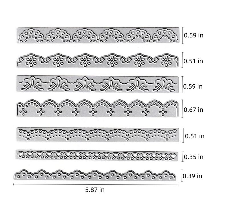 NVZBL 7pcs Flower Lace Cutting Dies, Flower Edge Border Die Cuts Metal Embossing Stencils Template Mould for Card Scrapbooking and DIY Craft Album Paper Card Decor - Image 2