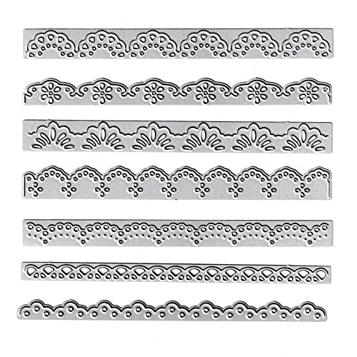 NVZBL 7pcs Flower Lace Cutting Dies, Flower Edge Border Die Cuts Metal Embossing Stencils Template Mould for Card Scrapbooking and DIY Craft Album Paper Card Decor - Image 1
