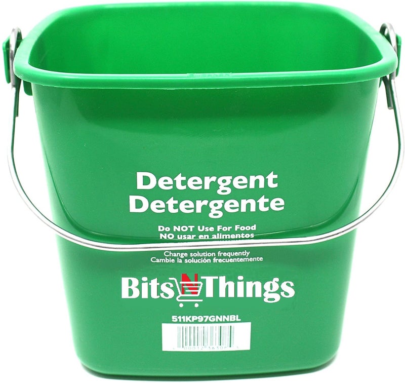 Bits N Things Cleaning Pails - Red Sanitizing (1), Green Detergent (1) 3 Quart,Cleaning Buckets, and QT-10 Quaternary Sanitizer Test Tape 15 feet Roll (1) - Image 5