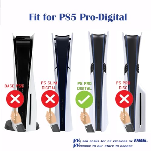 PEYANZ Faceplate for PS5 Pro (Digital Edition), Cover Plate, ABS Shell, Matt Skin, with Extra 2 Controller Silicone Covers (Grey) - Image 3