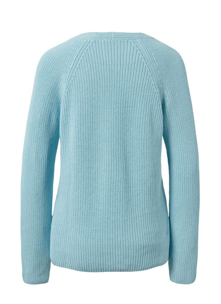 Tchibo Women V-Neck Long Sleeves Knitted Sweater, Light Blue  - Image 3
