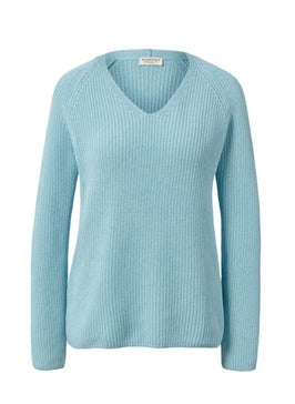 Tchibo Women V-Neck Long Sleeves Knitted Sweater, Light Blue  - Image 2