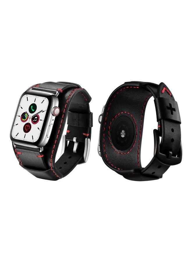 Perfii Replacement Band For Apple Watch Series 5/4/3/2/1 40/38 mm Black/Red - Image 3