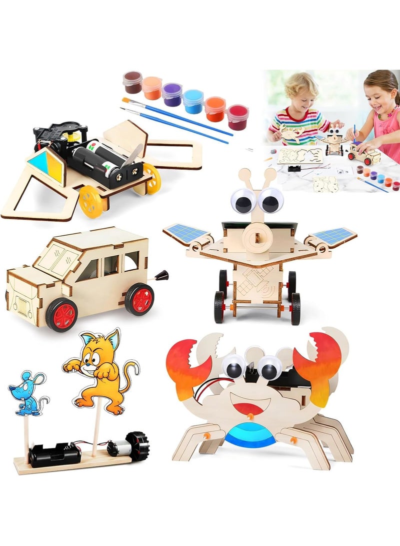Excefore Science Kits for Kids Age 8-12, 5 in 1 Boys Toys Educational Building Crafts,3D Wooden Assembly Engineering Set, Toys Gift for Teens Boys and School Projects - Image 1