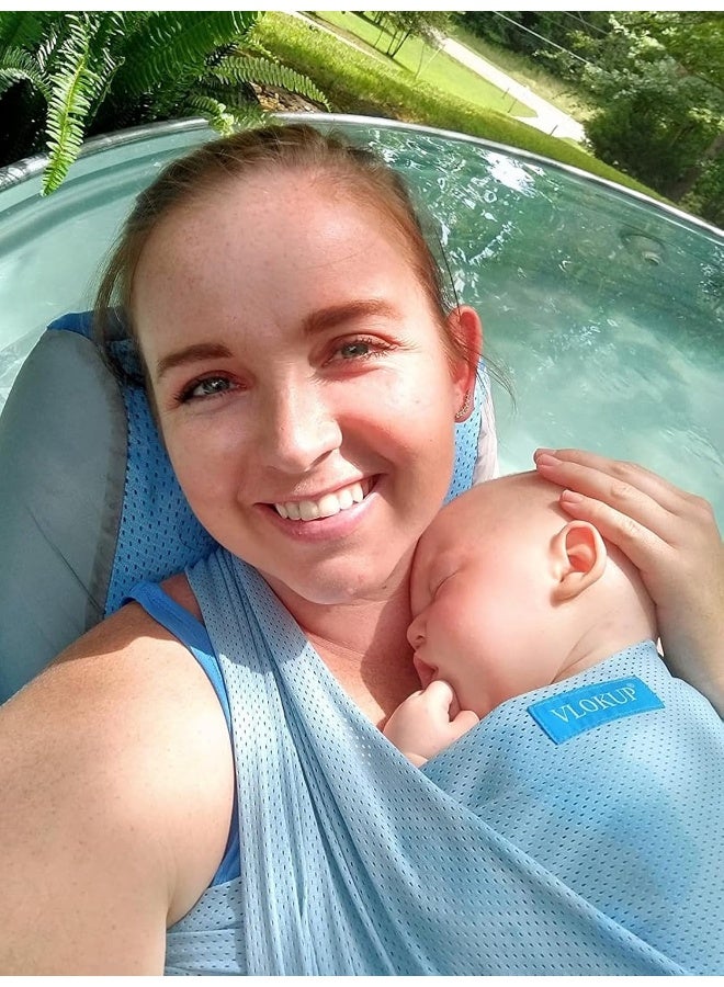 Vlokup (Lakeblue) - Baby Wrap Sling Carrier for Newborn, Infant, Toddler, Child - Image 1