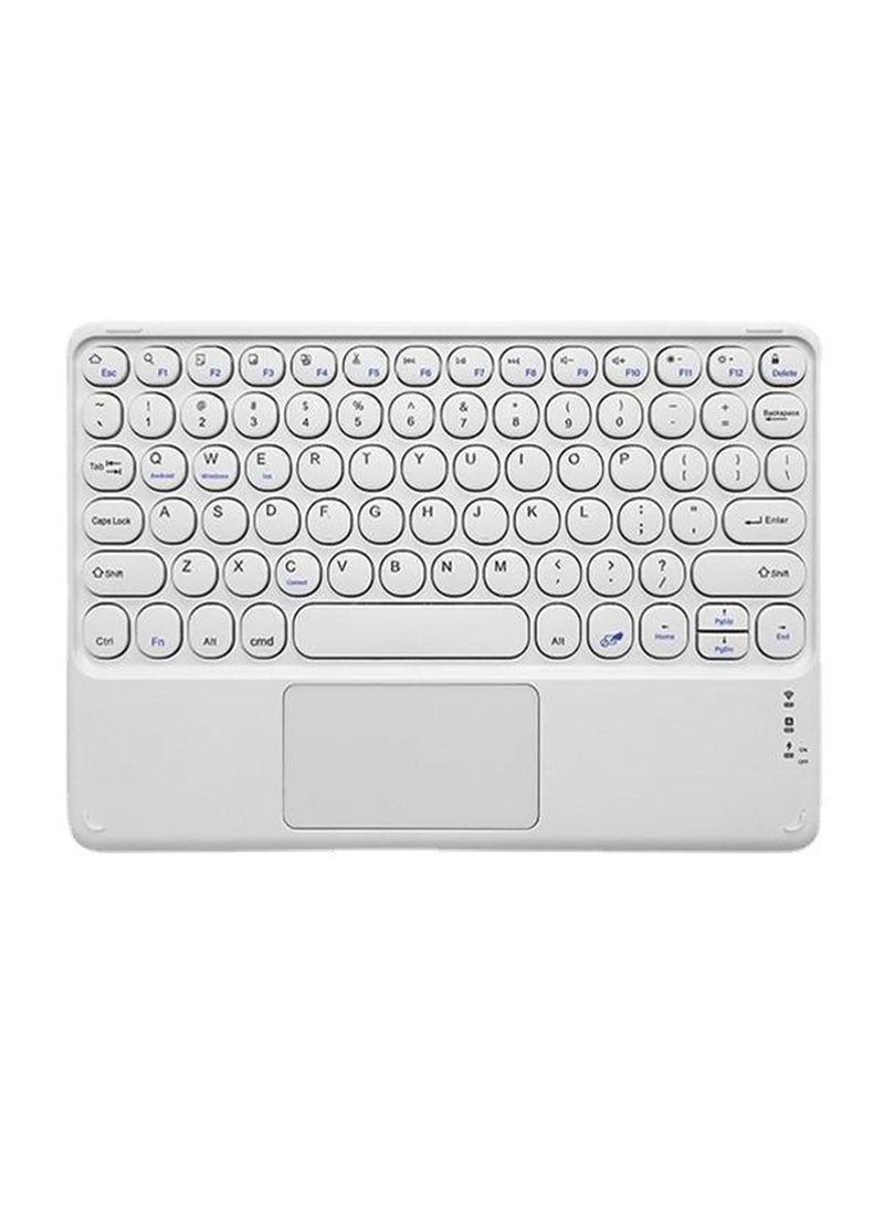 AiQi Round Key Touchpad Bluetooth Keyboard – Ultra-Slim Magnetic Wireless, Multi-Gesture for iOS/Android/Windows, English, Rechargeable, White  - Image 1