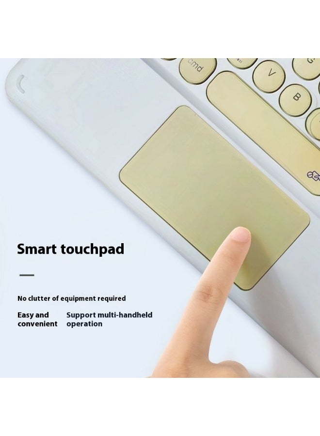 AiQi Round Key Touchpad Bluetooth Keyboard – Ultra-Slim Magnetic Wireless, Multi-Gesture for iOS/Android/Windows, English, Rechargeable, White  - Image 2