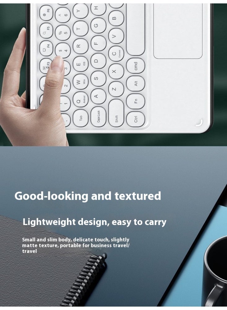 AiQi Round Key Touchpad Bluetooth Keyboard – Ultra-Slim Magnetic Wireless, Multi-Gesture for iOS/Android/Windows, English, Rechargeable, White  - Image 4