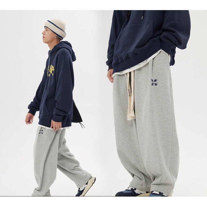 Japanese Style Gray Sweatpants Women'S Spring High Street Girl High Straight Loose Draping Wide Leg Mopping Casual Sports Pants - Image 2