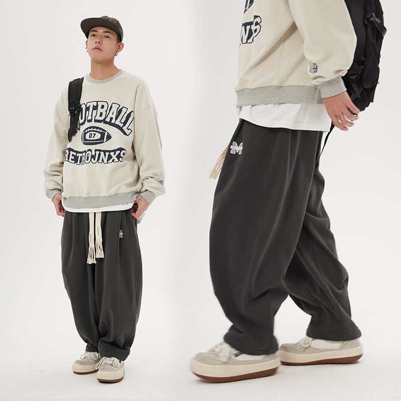 Japanese Style Gray Sweatpants Women'S Spring High Street Girl High Straight Loose Draping Wide Leg Mopping Casual Sports Pants - Image 3