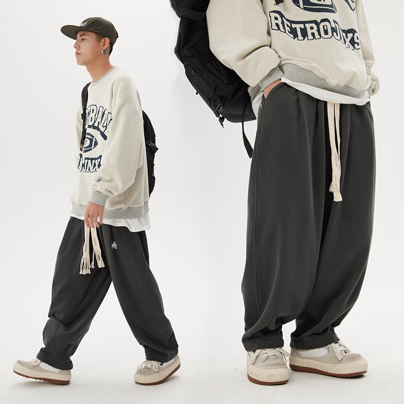 Japanese Style Gray Sweatpants Women'S Spring High Street Girl High Straight Loose Draping Wide Leg Mopping Casual Sports Pants - Image 5