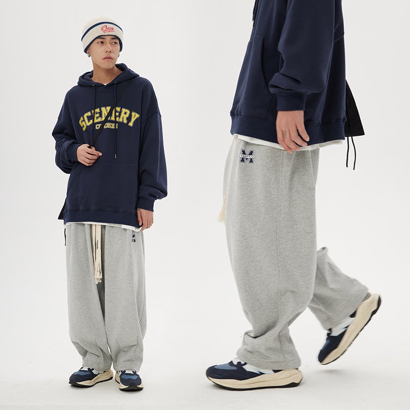 Japanese Style Gray Sweatpants Women'S Spring High Street Girl High Straight Loose Draping Wide Leg Mopping Casual Sports Pants - Image 1