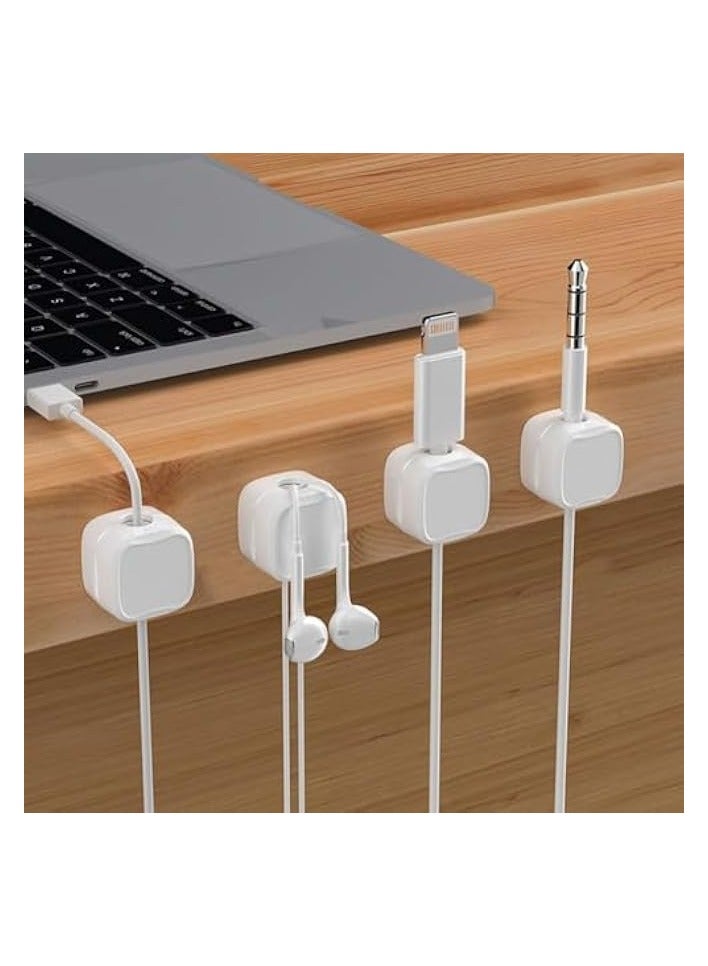 erorex 6 Pcs Magnetic Cable Holder,Phone Charging Cable Keeper,Under Desk Cable Clips Management,Magnetic Cord Organize,Cord Holder for Home Office Desk Phone Car Wall,White - Image 2