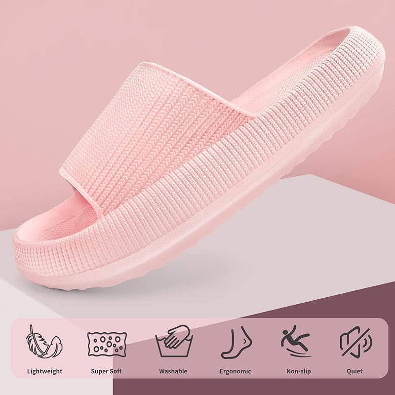 Non-Slip Thick Cloud Slides for Women and Men, Fast-Dry Pillow Slippers for Shower Home Spa Beach - Image 3