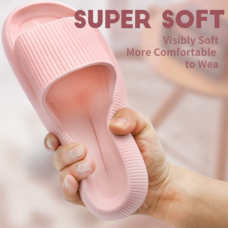 Non-Slip Thick Cloud Slides for Women and Men, Fast-Dry Pillow Slippers for Shower Home Spa Beach - Image 2