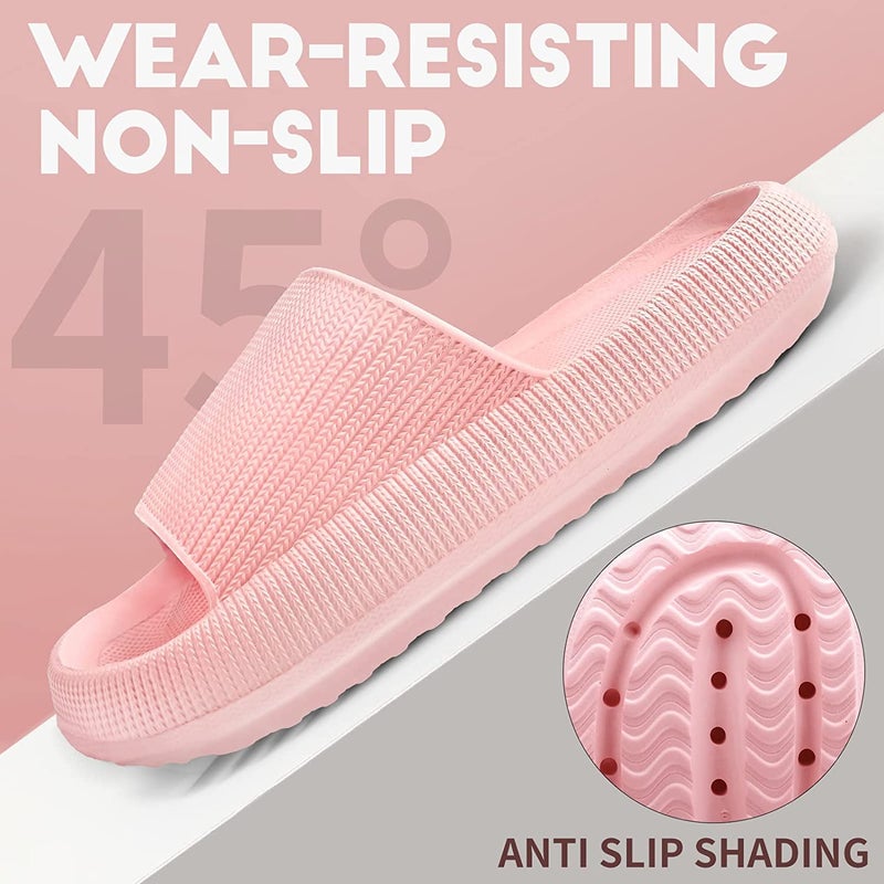 Non-Slip Thick Cloud Slides for Women and Men, Fast-Dry Pillow Slippers for Shower Home Spa Beach - Image 4