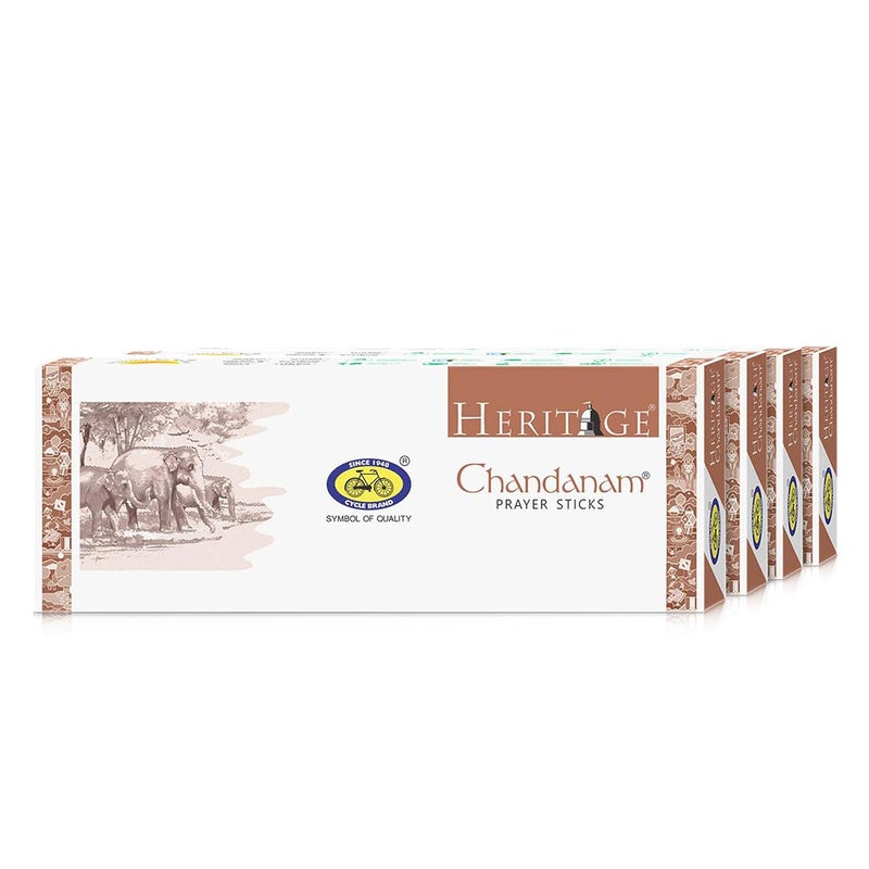 Cycle Pure Heritage Chandanam Prayer Sticks Pack of 4 200g Agarabtti Per Pack Sandalwood Incense for Positive Energy Puja Relaxation Havan Chandanam Incense Sticks - Image 1