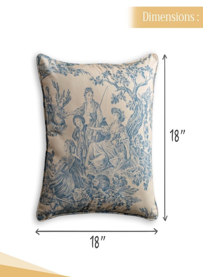 Maison d' Hermine Decorative Pillow Covers 18 x 18 Inch Square 100% Cotton Throw pillow Covers with invisible Zipper Cushion Case for Living Room Couch, Chair, Sofas, Bedroom, Home (The Miller - Blue) - Image 5