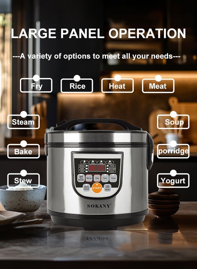 سوكاني طباخ أرز رقمي ، قدر بخار للطعام ووعاء طباخ بطيء مع 10 وضع طهي ذكي ، 24 ساعة للتدفئة / مؤقت / وظيفة الحجز ، بطانة غير لاصقة قابلة للإزالة ، للبخار ، الخبز ، الحساء ، العصيدة ، الزبادي والمزيد ، 5 لتر 700 واط سك-07051 - Image 2