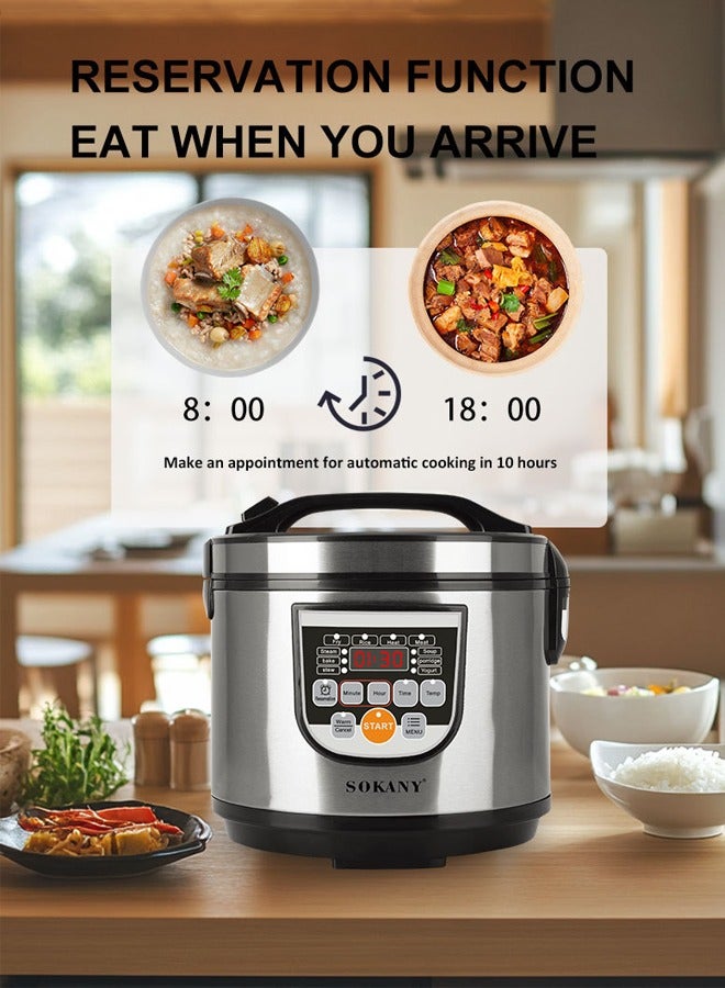 سوكاني طباخ أرز رقمي ، قدر بخار للطعام ووعاء طباخ بطيء مع 10 وضع طهي ذكي ، 24 ساعة للتدفئة / مؤقت / وظيفة الحجز ، بطانة غير لاصقة قابلة للإزالة ، للبخار ، الخبز ، الحساء ، العصيدة ، الزبادي والمزيد ، 5 لتر 700 واط سك-07051 - Image 3