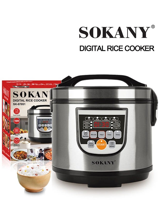 سوكاني طباخ أرز رقمي ، قدر بخار للطعام ووعاء طباخ بطيء مع 10 وضع طهي ذكي ، 24 ساعة للتدفئة / مؤقت / وظيفة الحجز ، بطانة غير لاصقة قابلة للإزالة ، للبخار ، الخبز ، الحساء ، العصيدة ، الزبادي والمزيد ، 5 لتر 700 واط سك-07051 - Image 1