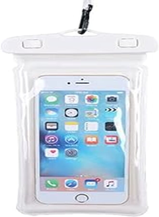 E&C Life IPX8 Waterproof Phone Case, Underwater Phone Pouch Dry Bag with Lanyard for Swimming Snorkeling Raining Dustproof Compatible with iPhone 12/12 mini/12 Pro/Pro Max/11 Pro up to 7" Color White