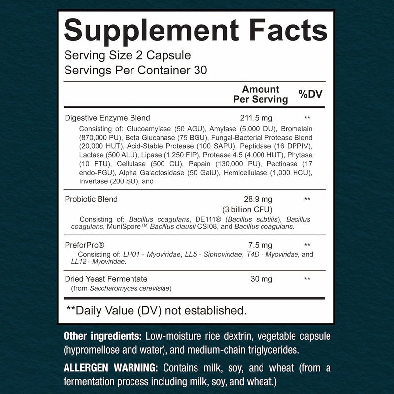 Sunergetic بروبيوتيك بريميوم 4 في 1 مع بروبيوتيك وبريبيوتيك وبوستبيوتيك وإنزيمات هضمية للرجال والنساء تدعم هضم الأمعاء والمناعة صحة الأمعاء الكاملة مع بروبيوتيك بري وبوست 60 كبسولة - Image 2