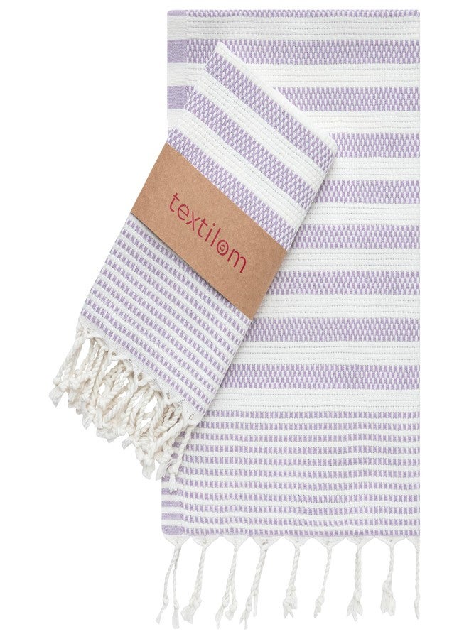 TEXTILOM Turkish Hand Towels for Bathroom Set of 2, Hotel and Spa Quality & Soft & Absorbent & Quick Dry Bathroom Hand Towels, 100% Cotton Turkish Handtowel Set, Yoga, Gym, 18 x 40 inches - Levander - Image 1