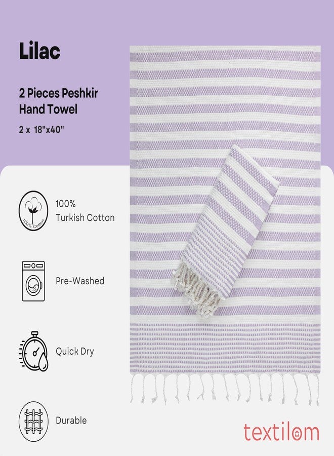 TEXTILOM Turkish Hand Towels for Bathroom Set of 2, Hotel and Spa Quality & Soft & Absorbent & Quick Dry Bathroom Hand Towels, 100% Cotton Turkish Handtowel Set, Yoga, Gym, 18 x 40 inches - Levander - Image 2