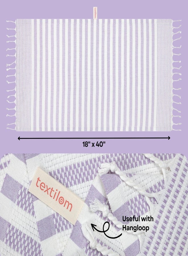 TEXTILOM Turkish Hand Towels for Bathroom Set of 2, Hotel and Spa Quality & Soft & Absorbent & Quick Dry Bathroom Hand Towels, 100% Cotton Turkish Handtowel Set, Yoga, Gym, 18 x 40 inches - Levander - Image 3