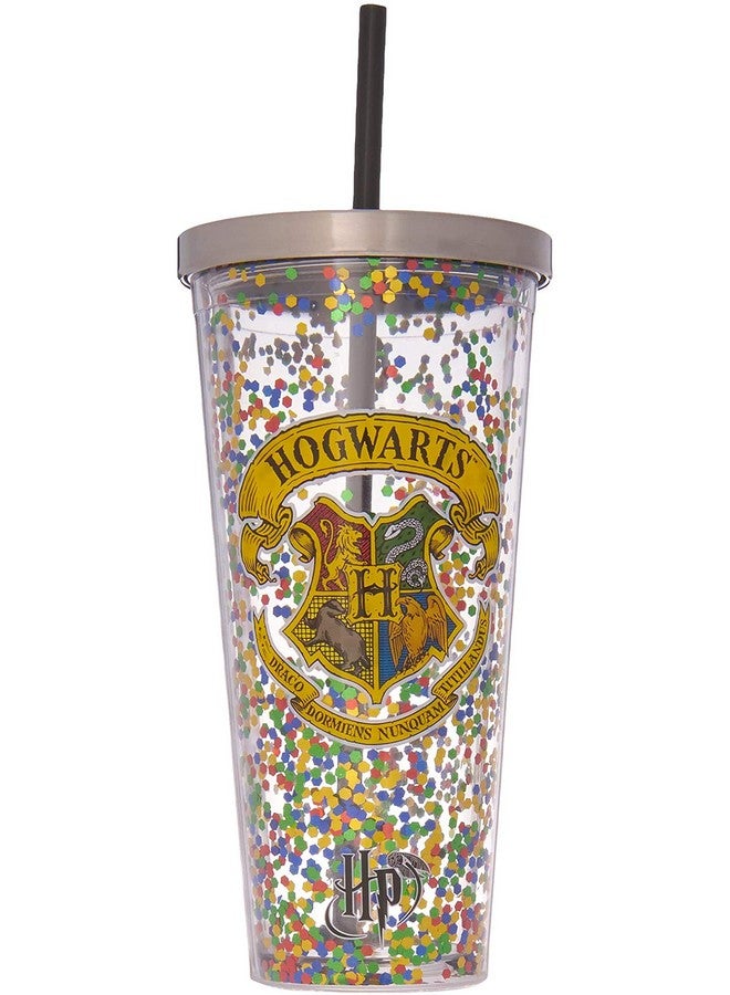 Spoontiques Harry Potter Hogwarts Multi Glitter 20 oz Acrylic Double Walled Tumbler Cup - Image 1