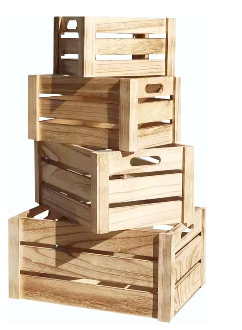 FFD Wooden Storage Box Natural Colour 4-Pieces Set - Image 1