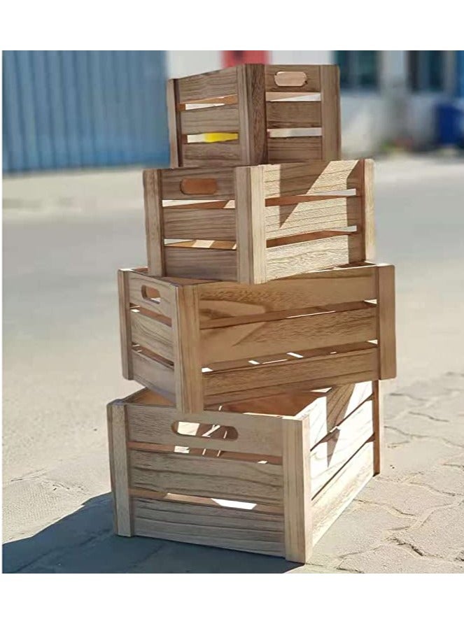 FFD Wooden Storage Box Natural Colour 4-Pieces Set - Image 3