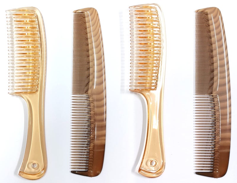 MAPLE Grooming Multicolor Hair Combs For Women Combo Set Assorted, Pack of 4 (BROWN) - Image 1