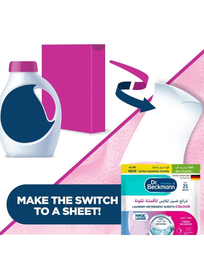 Dr. Beckmann Magic Leaves Detergent Sheets – Color (Fresh Blossom) – 25 Sheets - Image 2