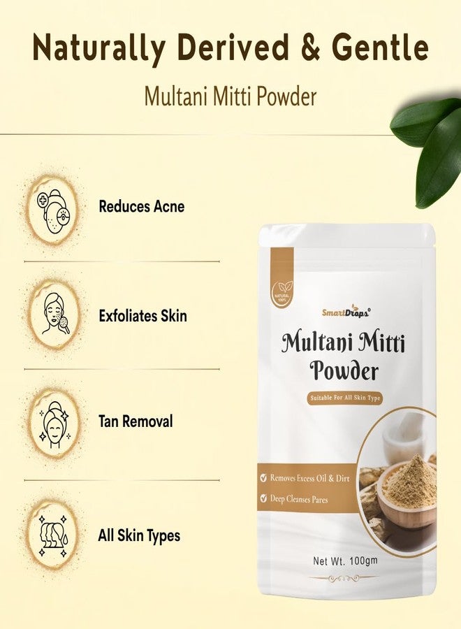Smartdrops Multani Mitti for Face | Multani Mitti | multani mitti for hair | 100% Natural Powder for Face, Skin and Hair Pack | (PACK 3 (100G)) - Image 4