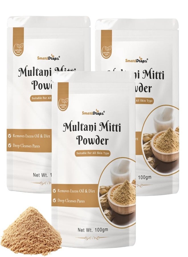 Smartdrops Multani Mitti for Face | Multani Mitti | multani mitti for hair | 100% Natural Powder for Face, Skin and Hair Pack | (PACK 3 (100G)) - Image 1