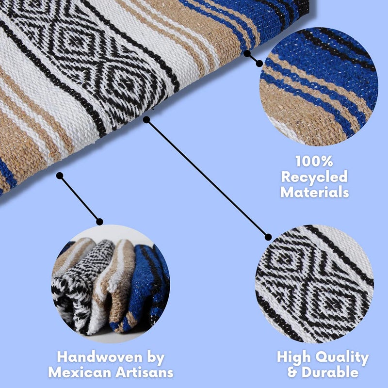 El Paso Designs Mexican Yoga Blanket â€“ Colorful Falsa Serape Throw for Yoga, Beach, Picnic, Saddle, or Home DÃ©cor â€“ Soft Woven Boho Blanket (Champagne) - Image 2
