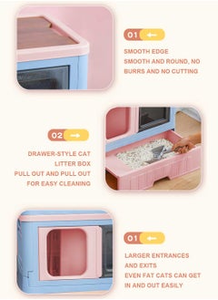 Kidle Large Foldable Litter Box with Lid Cat Litter Box Cat Litter Pan Easy to Clean Kitty Litter Box 561-P  - Image 4