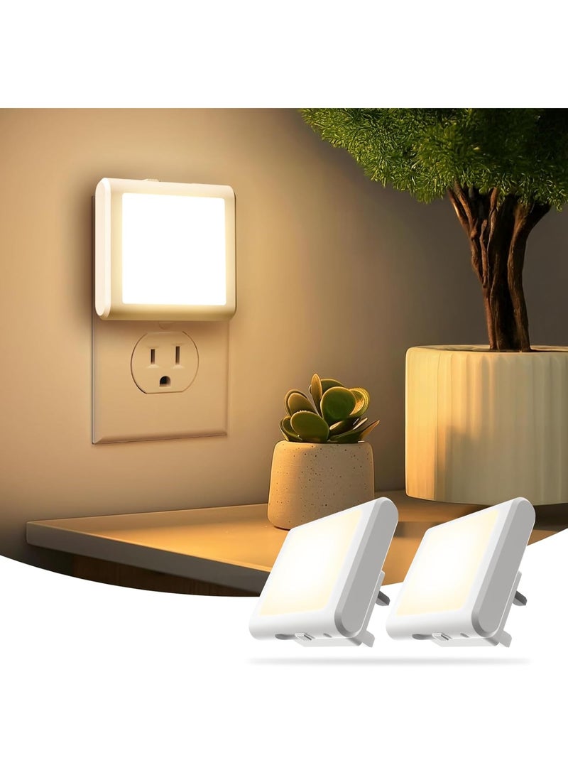 Baytion 0.5W Sensor Night Light Square, Night Lights Dimmable with Smart Light Sensor 3000K Warm Yellow Light Plug Into Wall Night Lamp for Baby Room Bathroom Kitchen Hallway Staircase(UK Plug 2 Pack) - Image 1