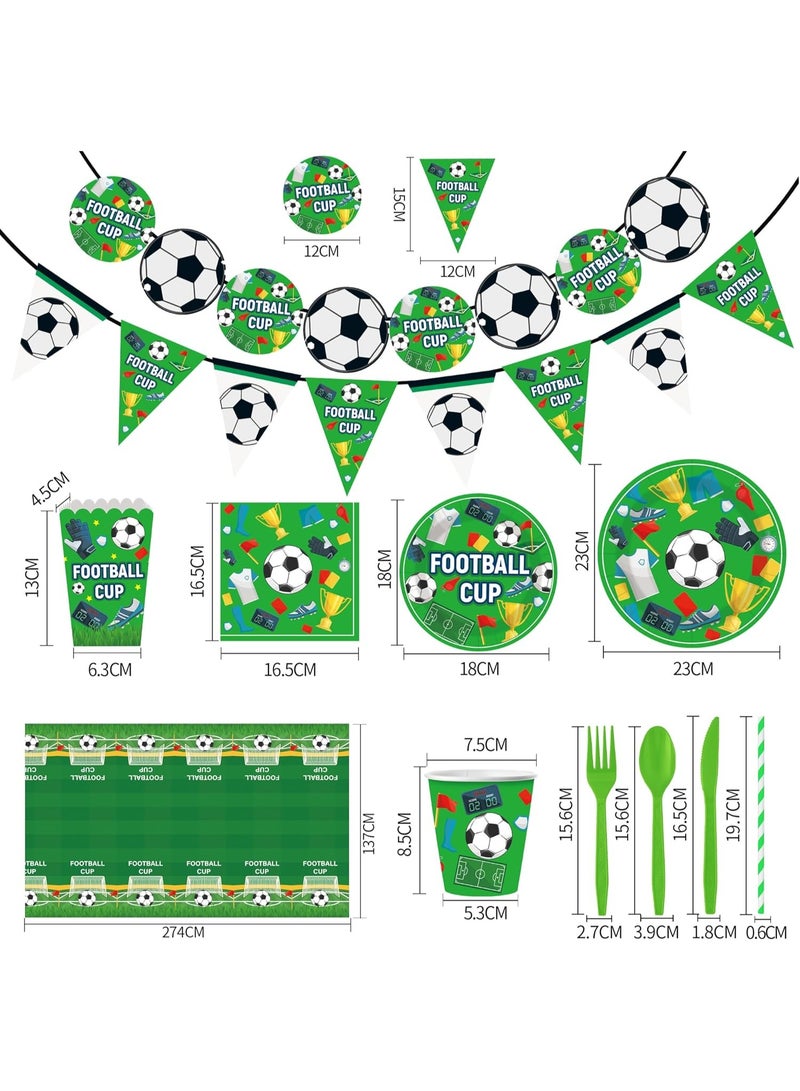 Soccer Football Party Supplies Set for 10 Guests - Plates, Cups, Napkins, Tablecloth, Cutlery, Banners - Image 5