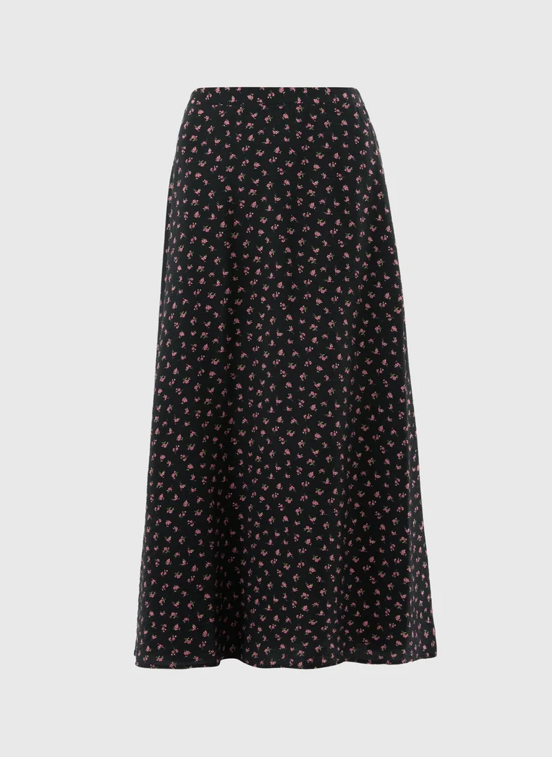 ماتلان Black Ditsy Floral Maxi Skirt