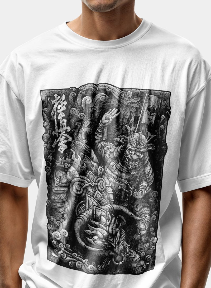 Hempelcat Power of Samurai Men's White Casual T-Shirt 100% Premium Cotton Fighting Spirit Graphic Print Martial Arts Limited Edition - Image 5