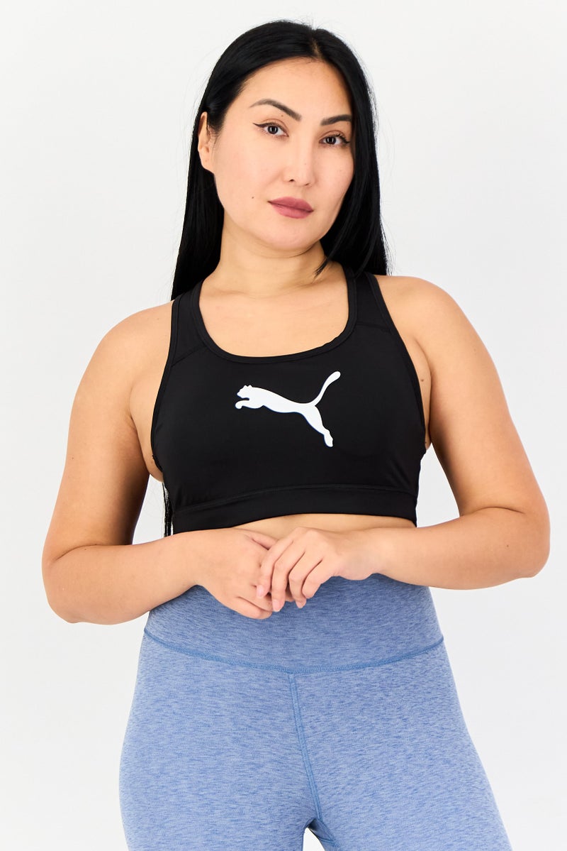 PUMA Women Brand Logo Padded Sports Bra, Black - Image 1