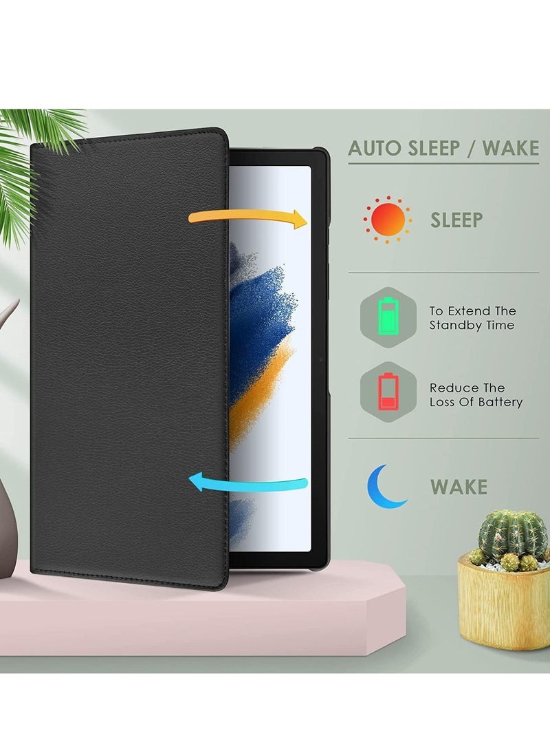 إلترازون Case Compatible with Galaxy Tab A8 10.5" Case (SM-X200/X205/X207), Galaxy Tab A8 Case 10.5 inch,Auto Sleep/Wake 360° Rotating Stand Folio Leather Case for Tab A8 2022 (Black) - Image 5