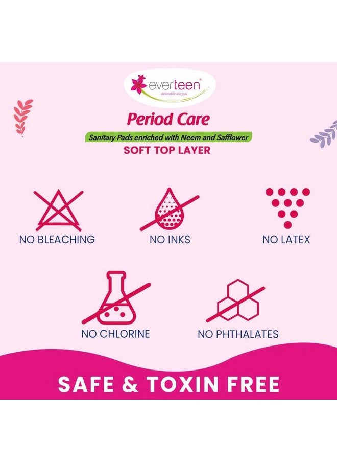 everteen Period Care Xxl Soft Neem-Safflower Sanitary Pads For Women - 80 Pads, Rash Free, Anti Tan, Skin Friendly, Double Wing Shape, Advanced Leak Protection, Xx Large, 320Mm - 2 Pack (40 Pads Each, 320Mm)  - Image 4