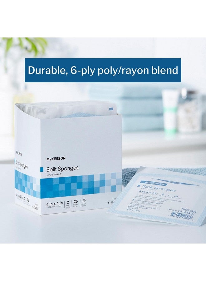 McKesson McKesson Split Sponges, 6-Ply Sterile, I.V. and Tracheostomy Dressings, Polyester/Rayon Blend, 4 in x 4 in, 2 Boxes, 25 Packs per Box, 2 per Pack, 100 Total - Image 2