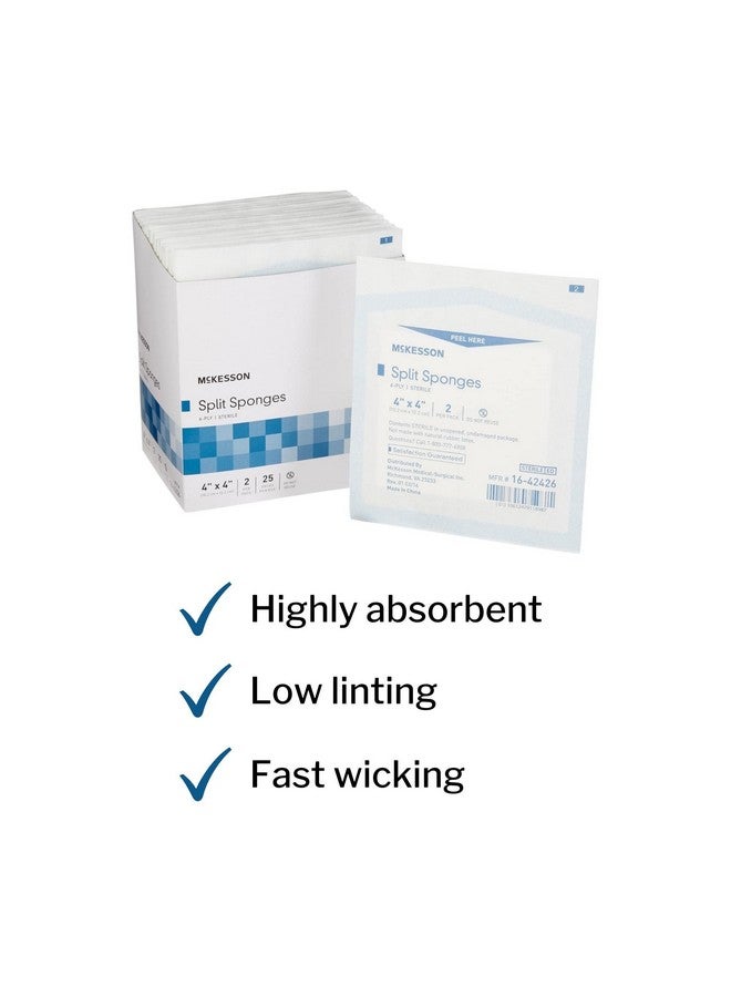 McKesson McKesson Split Sponges, 6-Ply Sterile, I.V. and Tracheostomy Dressings, Polyester/Rayon Blend, 4 in x 4 in, 2 Boxes, 25 Packs per Box, 2 per Pack, 100 Total - Image 3